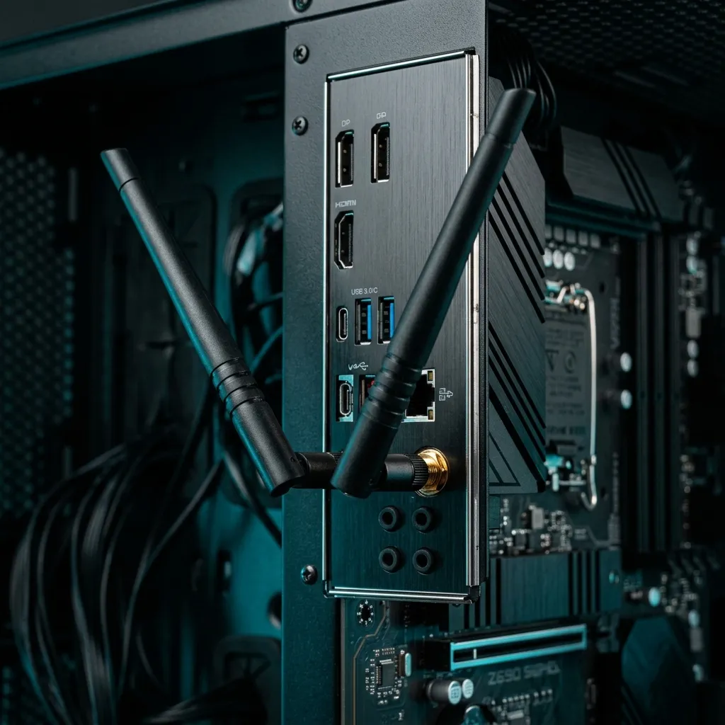 PC de escritorio con antenas Wi-Fi externas correctamente instaladas