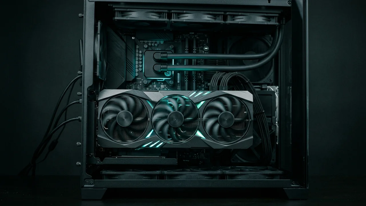 GPU trabajando en IA local y renderizado mientras se mide el consumo eléctrico de la PC
