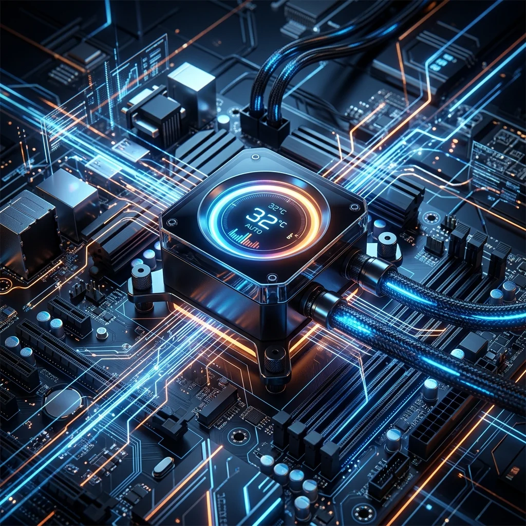 Sistema de refrigeración de PC con indicadores de temperatura y drivers