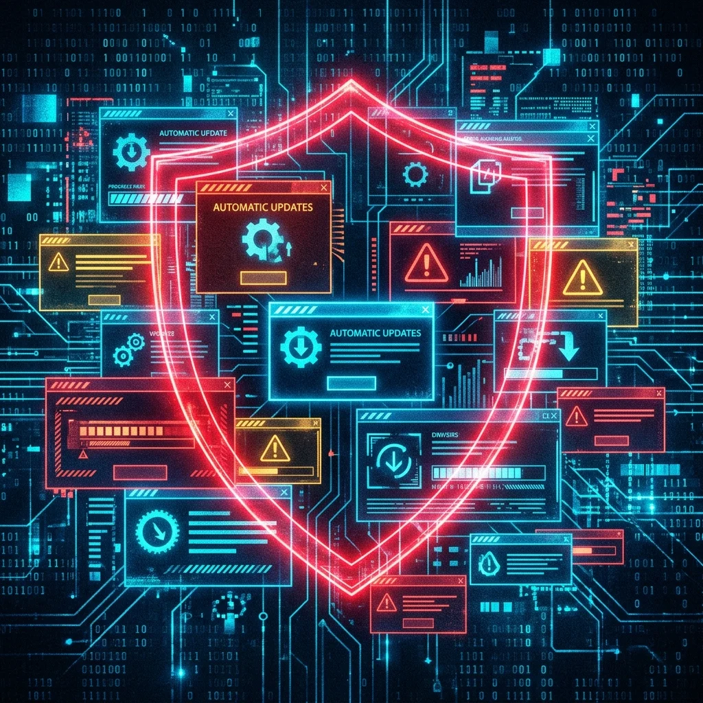 Pantalla conceptual con instaladores sospechosos de drivers y alertas de software innecesario