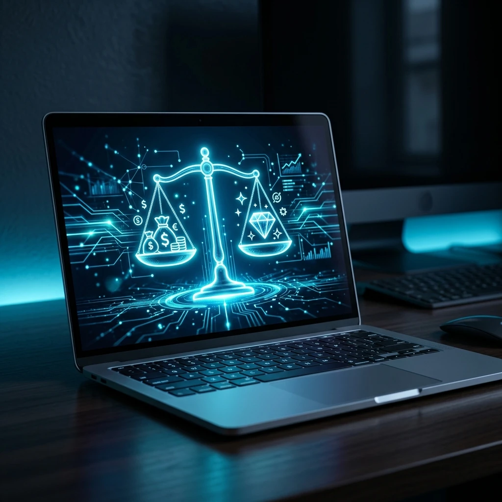 Persona comparando precio y valor real de laptops económicas