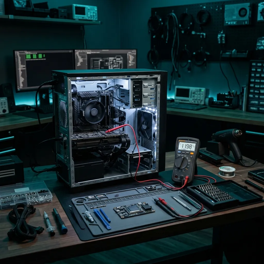 Usuario diagnosticando reinicios aleatorios en una PC de escritorio