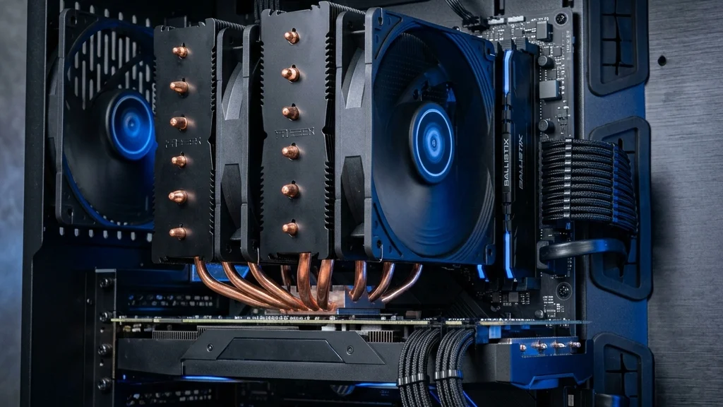 Disipador por aire instalado sobre un procesador dentro de una PC moderna