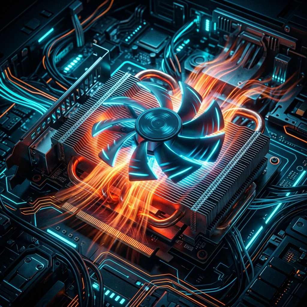 Tarjeta gráfica moderna con análisis térmico mostrando throttling por hotspot elevado