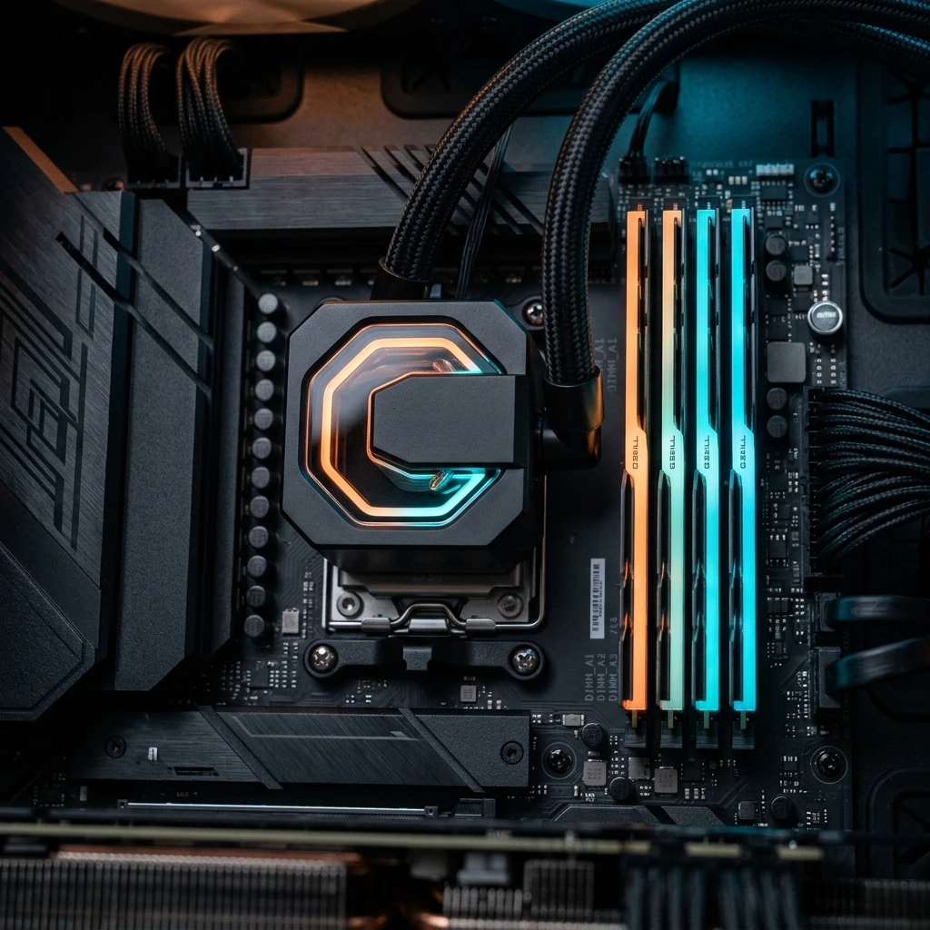 Plataforma AM5 con memoria DDR5 y refrigeración preparada para un CPU Ryzen 9