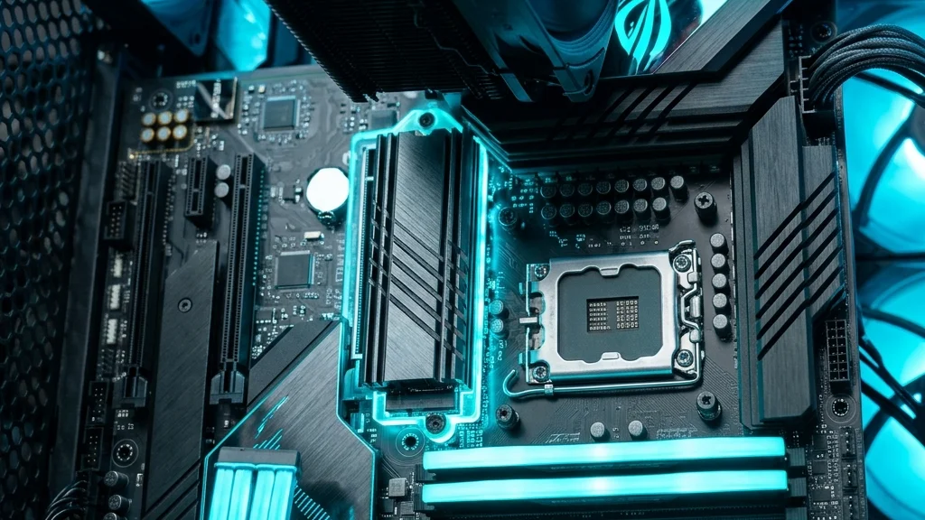 SSD Gen5 instalado en una motherboard con disipador y ranura PCIe 5.0