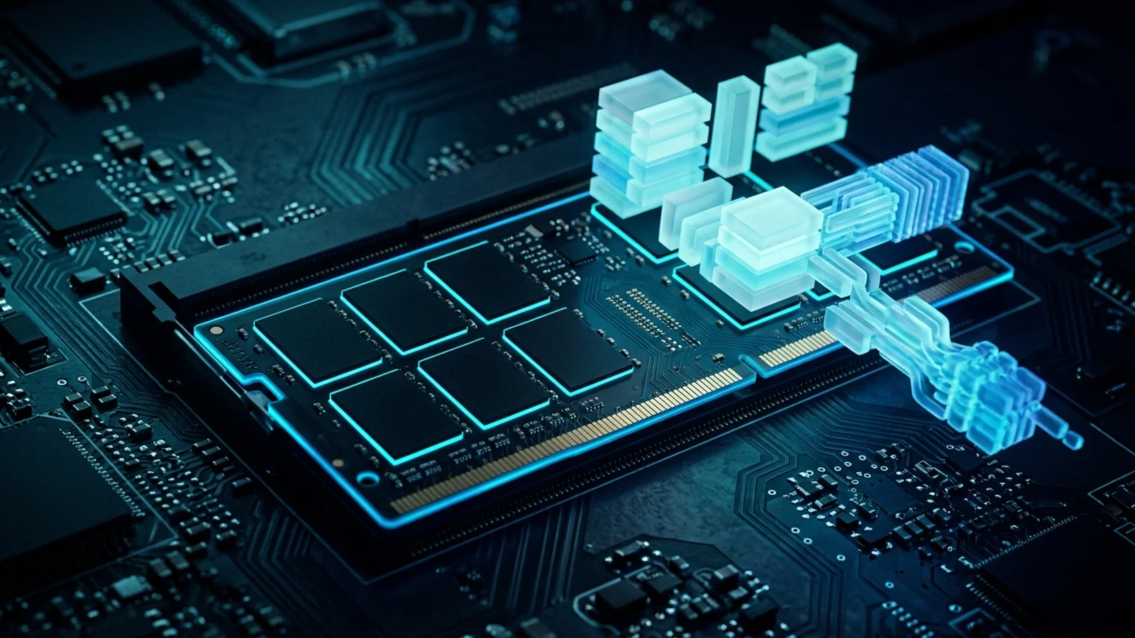 PC con 8 GB de RAM mostrando una representación conceptual de gestión eficiente de memoria en Windows 11