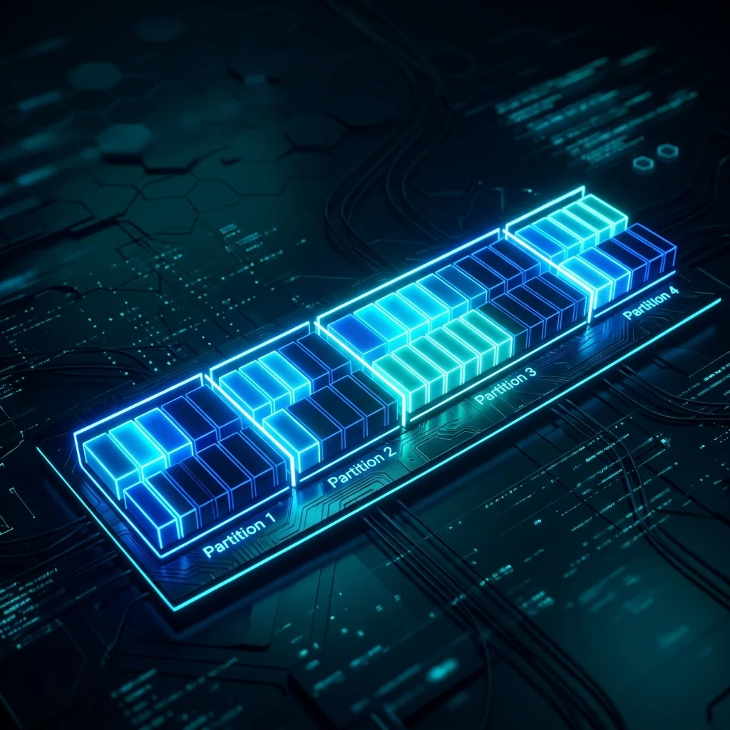 Interfaz conceptual de administración de discos mostrando un SSD sin letra de unidad